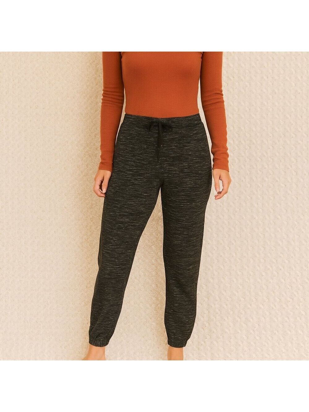 GUESS Black & White Joggers XS | Athleisure Chic with Drawstring Waist & Cuffed